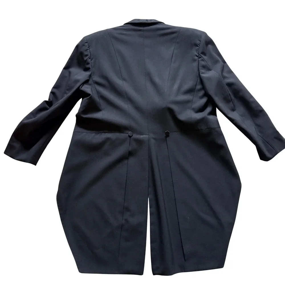 Pierre Cardin Tuxedo Tailcoat Mens 44R Black Wool Shawl Lapel Formal Wedding